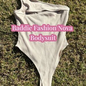 Fashion Nova Cream Ribbed Bodysuit